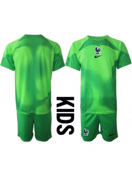 Frankrike Målvakt Replika Borta Kläder Barn VM 2022 Kortärmad (+ byxor)
